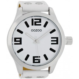 OOZOO Timepieces 51mm White Leather Strap C1000